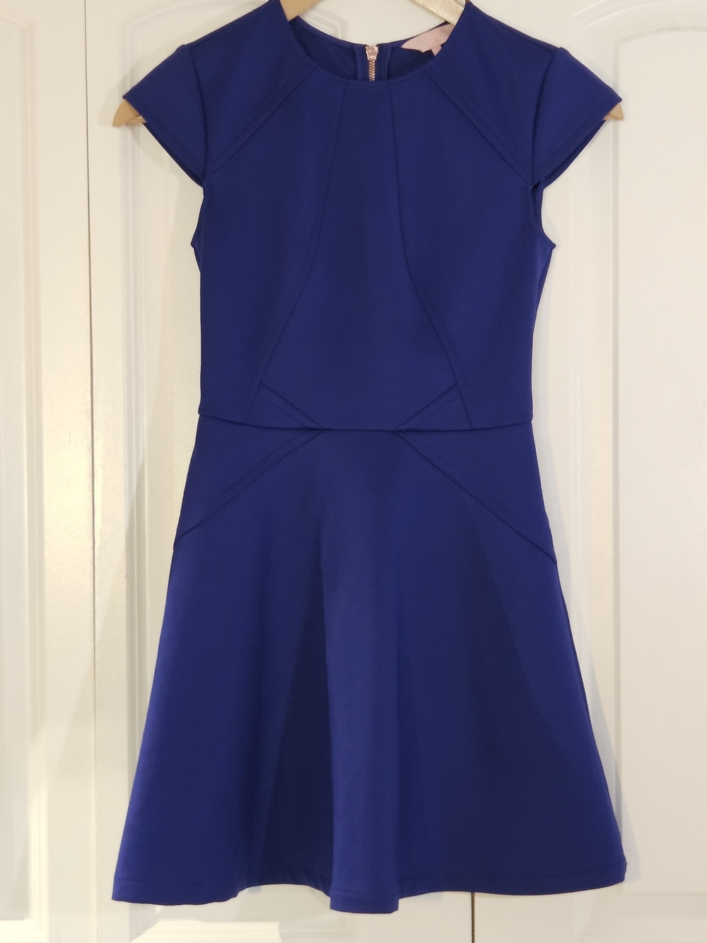 Ted Baker Women's Dress Sz 1 (4)  'EEBRR' Royal Blue Fit & Flare Minimalist Lux